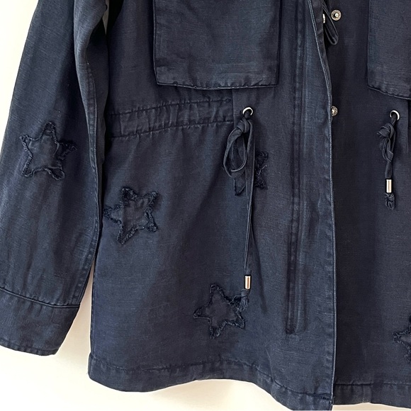 Rails Lancaster Indigo Stars Jacket Tencel Linen Blend Blue Womens Oversized XS - Picture 6 of 11